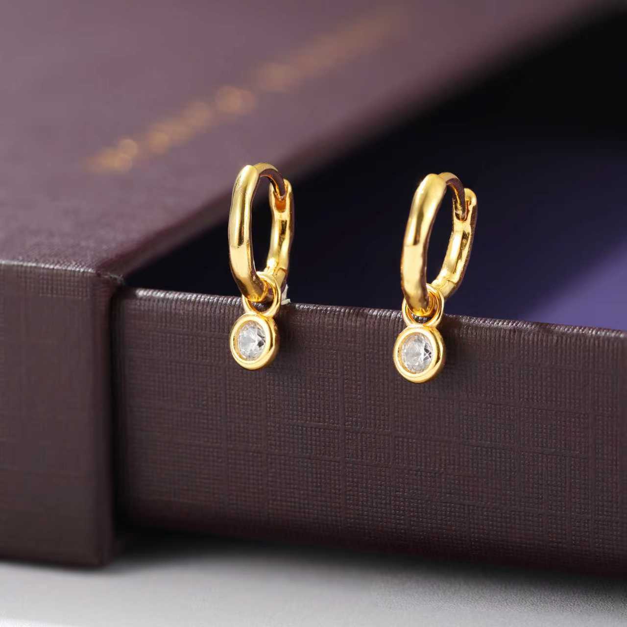 2 - in - 1 Detachable Solitaire Huggie Earrings - Petite 925 Sterling Silver Small Hoop - floysun