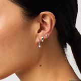 2 - in - 1 Detachable Solitaire Huggie Earrings - Petite 925 Sterling Silver Small Hoop - floysun