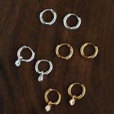 2 - in - 1 Detachable Solitaire Huggie Earrings - Petite 925 Sterling Silver Small Hoop - floysun