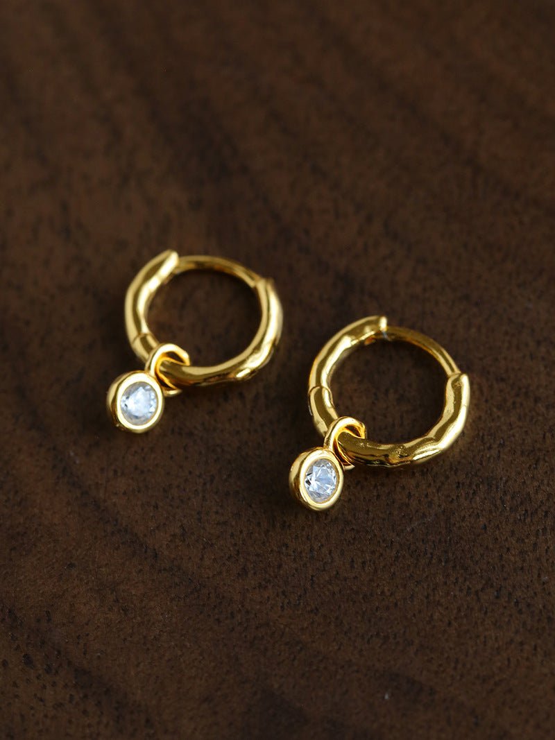 2 - in - 1 Detachable Solitaire Huggie Earrings - Petite 925 Sterling Silver Small Hoop - floysun