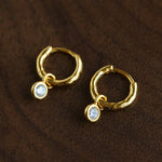 2 - in - 1 Detachable Solitaire Huggie Earrings - Petite 925 Sterling Silver Small Hoop - floysun