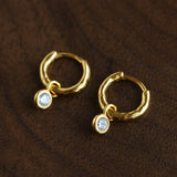 2 - in - 1 Detachable Solitaire Huggie Earrings - Petite 925 Sterling Silver Small Hoop - floysun