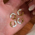 2 - in - 1 Reversible Enamel C - Hoop Earrings - Handcrafted S925 Silver 18K Gold Plated Huggies - floysun