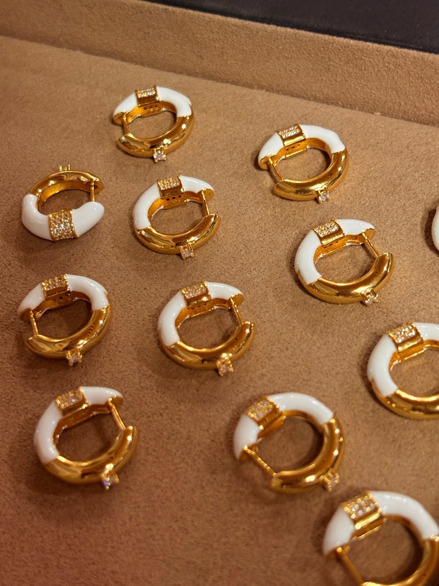 2 - in - 1 Reversible Enamel C - Hoop Earrings - Handcrafted S925 Silver 18K Gold Plated Huggies - floysun