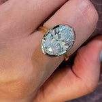 Oversized oval diamond simulant solitaire ring in 18K gold vermeil and sterling silver