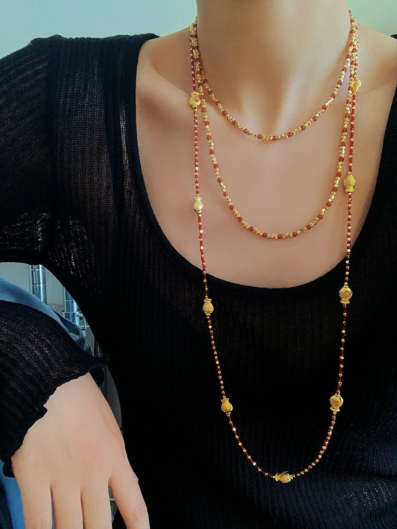 2026 Lucky Koi Red Spinel Long Necklace - floysun