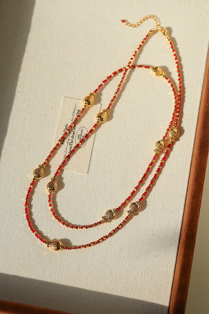2026 Lucky Koi Red Spinel Long Necklace - floysun