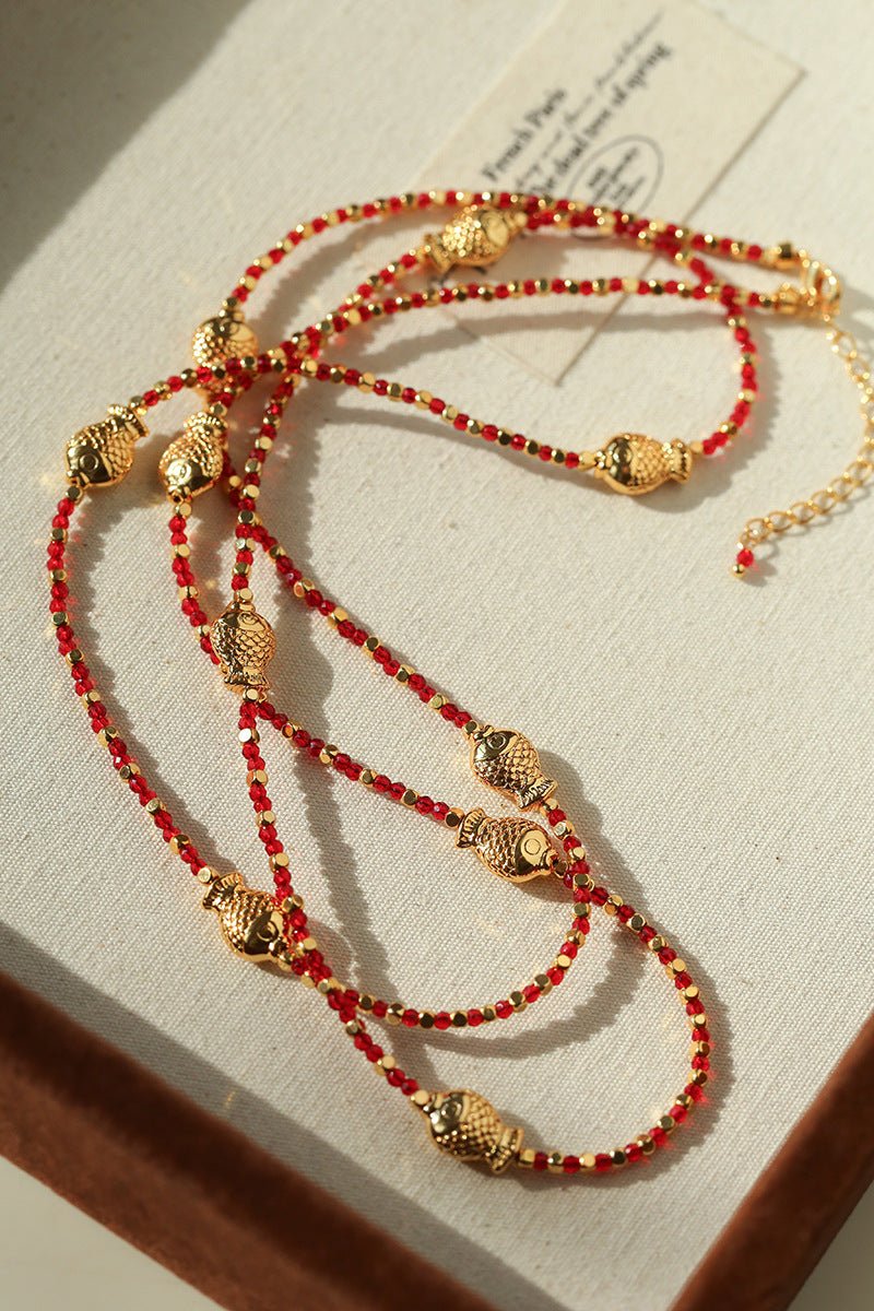 2026 Lucky Koi Red Spinel Long Necklace - floysun