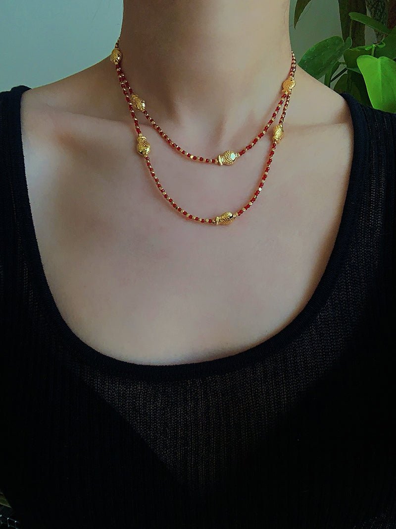 2026 Lucky Koi Red Spinel Long Necklace - floysun