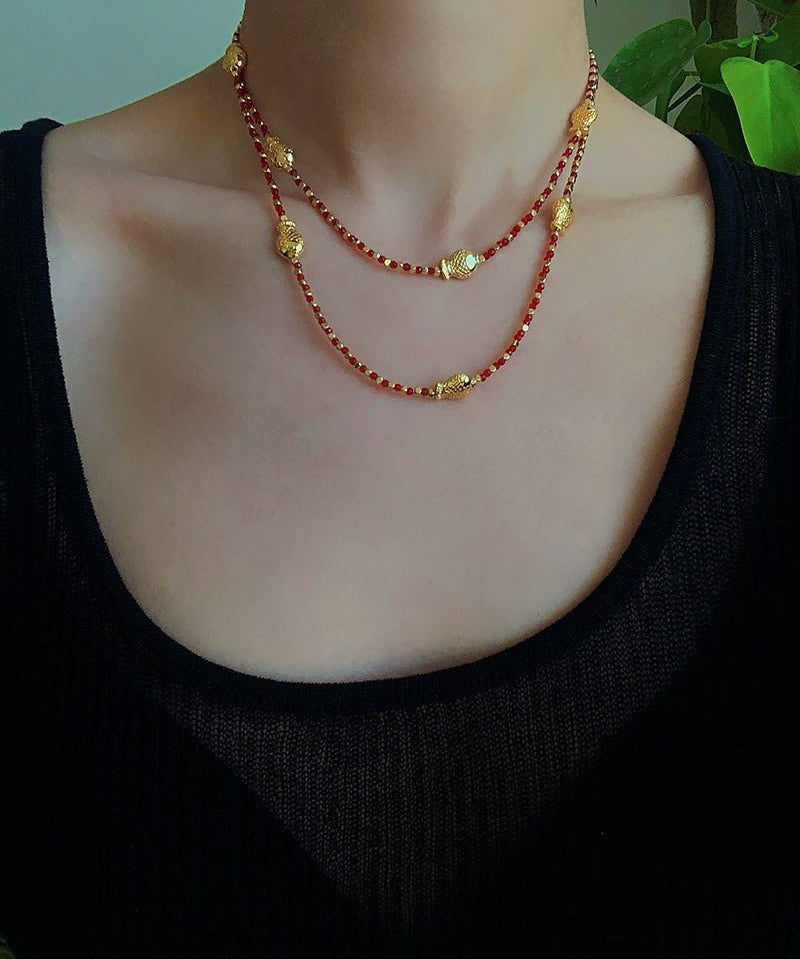 2026 Lucky Koi Red Spinel Long Necklace - floysun