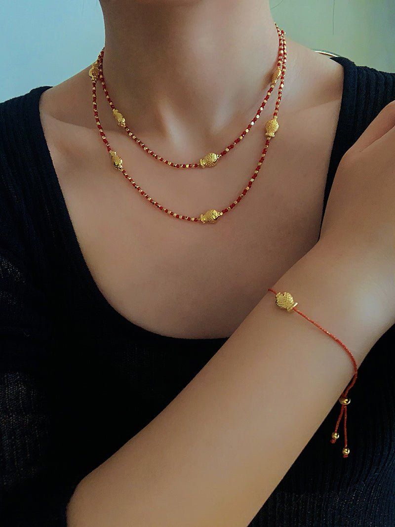 2026 Lucky Koi Red Spinel Long Necklace - floysun