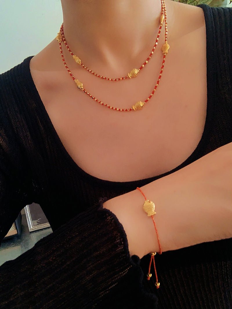 2026 Lucky Koi Red Spinel Long Necklace - floysun