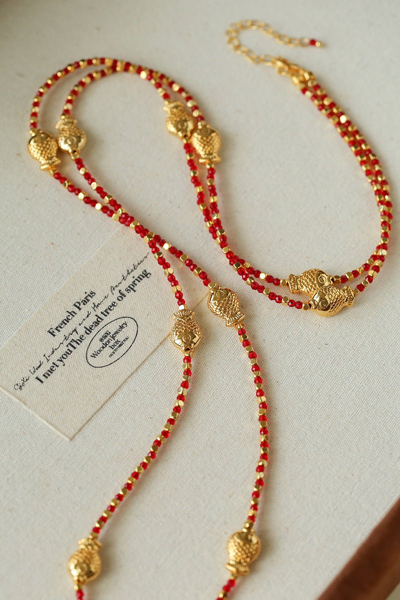 2026 Lucky Koi Red Spinel Long Necklace - floysun