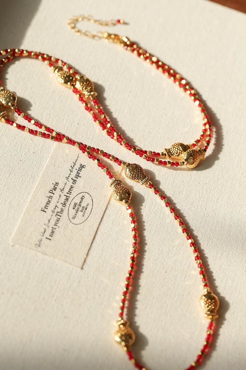 2026 Lucky Koi Red Spinel Long Necklace - floysun
