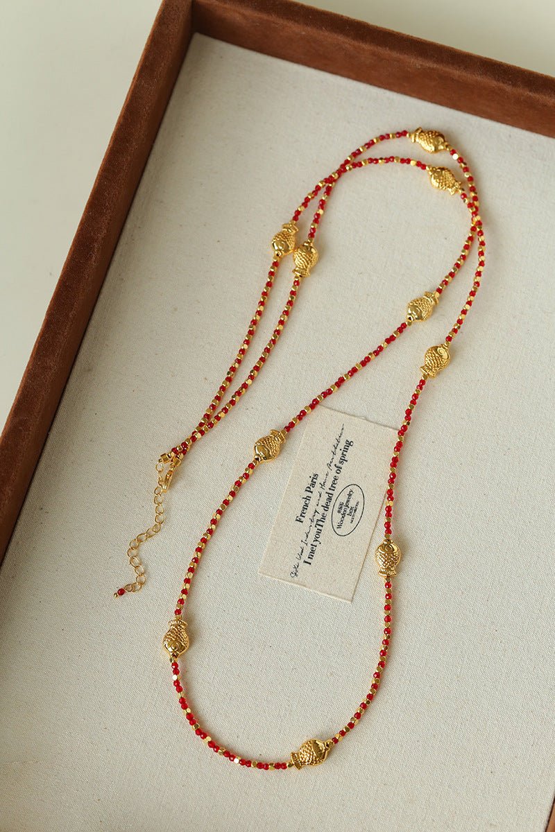 2026 Lucky Koi Red Spinel Long Necklace - floysun