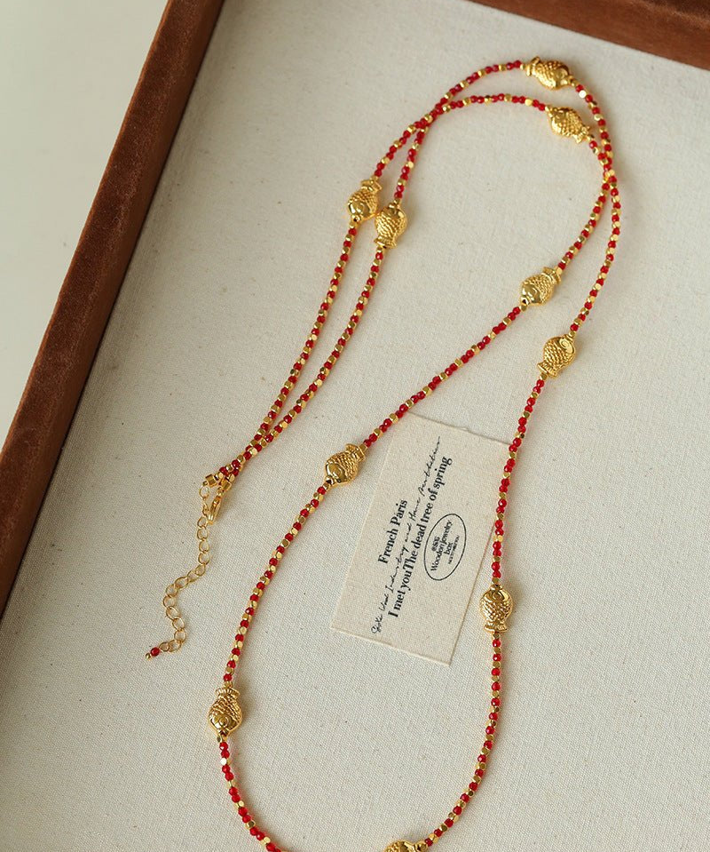 2026 Lucky Koi Red Spinel Long Necklace - floysun