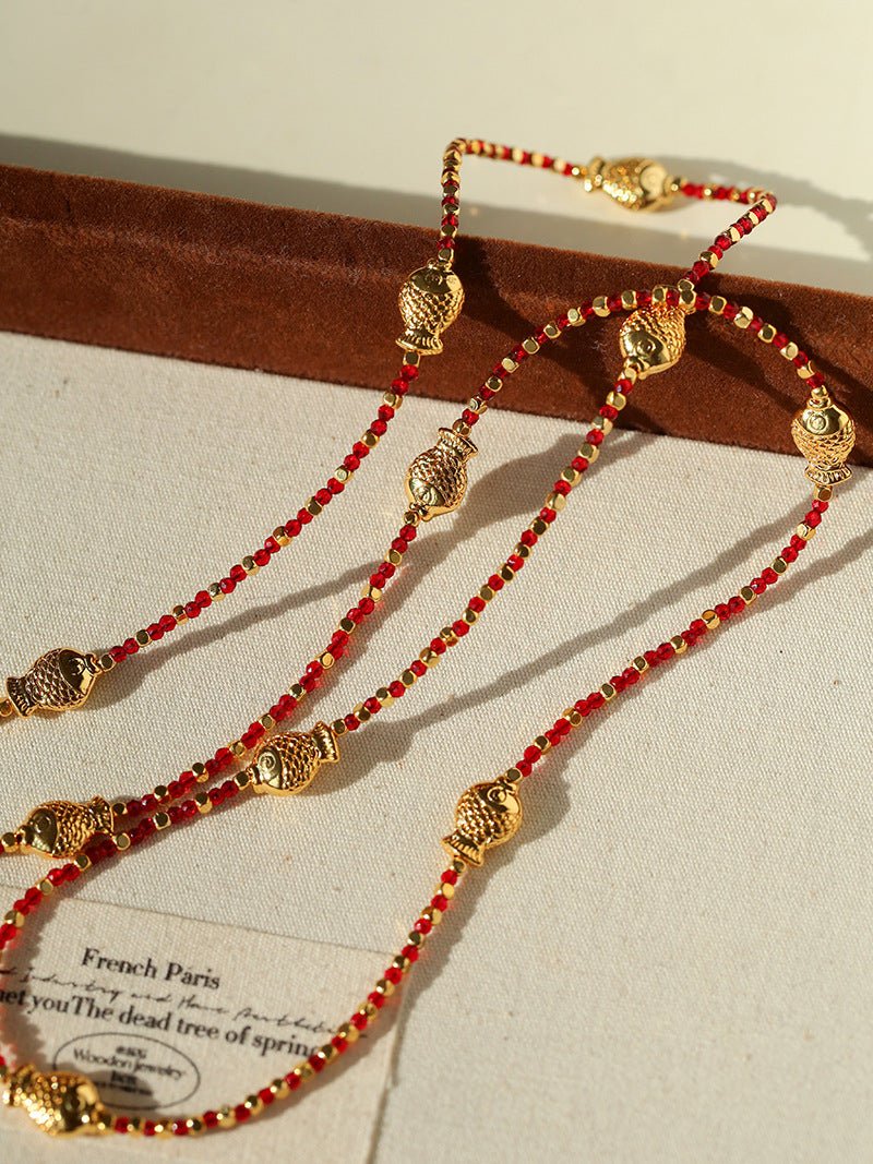 2026 Lucky Koi Red Spinel Long Necklace - floysun