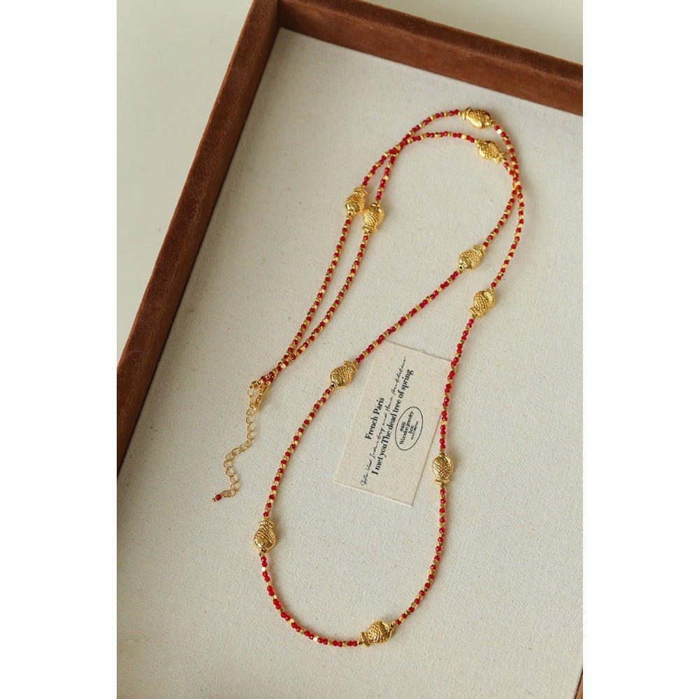 2026 Lucky Koi Red Spinel Long Necklace - floysun