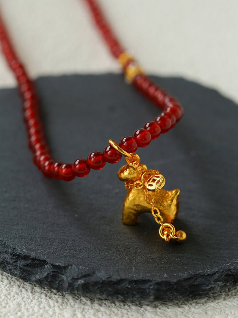 2026 Year of the Horse Red Agate Necklace - floysun
