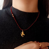 2026 Year of the Horse Red Agate Necklace - floysun