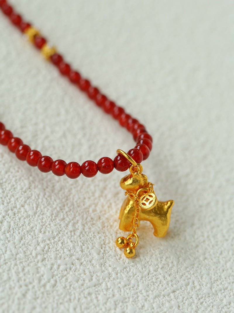 2026 Year of the Horse Red Agate Necklace - floysun