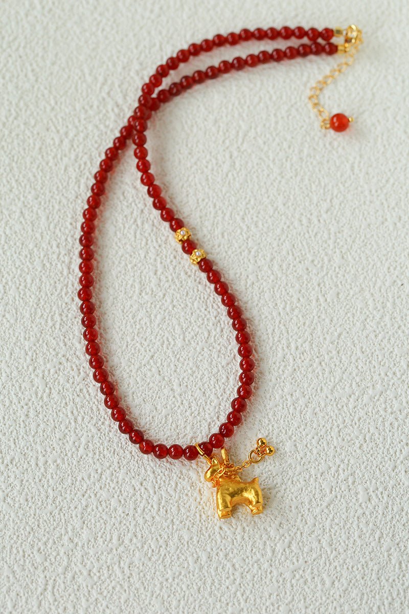 2026 Year of the Horse Red Agate Necklace - floysun