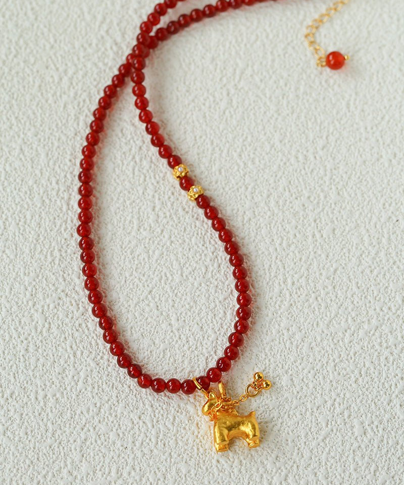 2026 Year of the Horse Red Agate Necklace - floysun