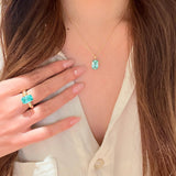 Tourmaline Green Rectangular Pendant Necklace