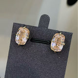 Rectangular Cushion Lab Created Padparadscha Stud Earrings