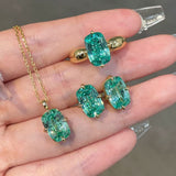 Lab-Grown Green Tourmaline Cushion Earrings