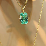 Lab-Grown Green Tourmaline Cushion Pendant Necklace