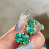 Lab-Grown Green Tourmaline Cushion Earrings