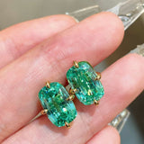 Lab-Grown Green Tourmaline Cushion Earrings