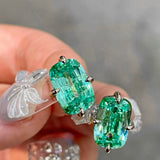 Lab-Grown Green Tourmaline Cushion Earrings