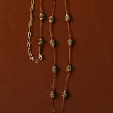 Full view of labradorite and garnet cord necklace