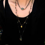 Labradorite heart necklace styled with other necklaces