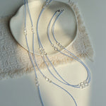 216cm Multi - Way Clear Quartz & Blue Crystal Wrap Necklace - floysun