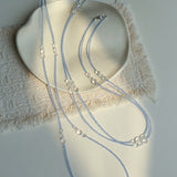216cm Multi - Way Clear Quartz & Blue Crystal Wrap Necklace - floysun