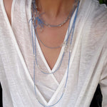216cm Multi - Way Clear Quartz & Blue Crystal Wrap Necklace - floysun