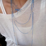 216cm Multi - Way Clear Quartz & Blue Crystal Wrap Necklace - floysun