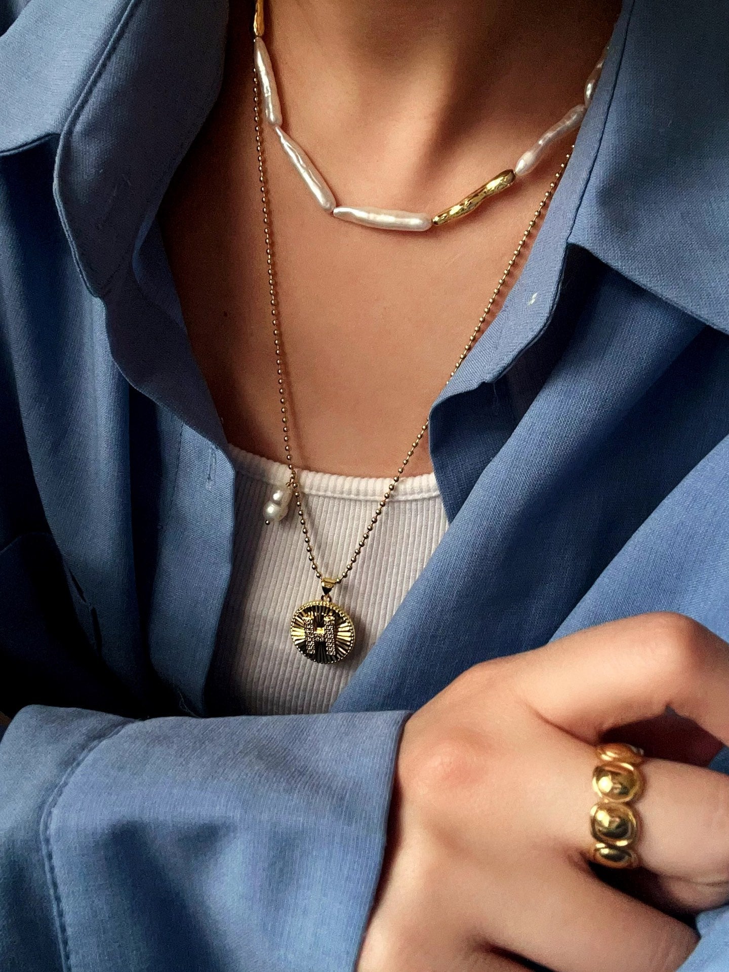 26 Initial Coin Pearl Long Necklace - floysun