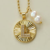 26 Initial Coin Pearl Long Necklace - floysun