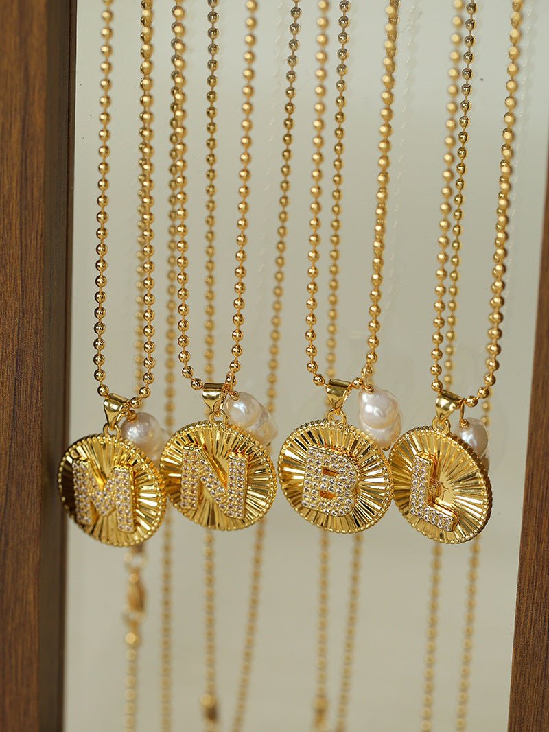 26 Initial Coin Pearl Long Necklace - floysun
