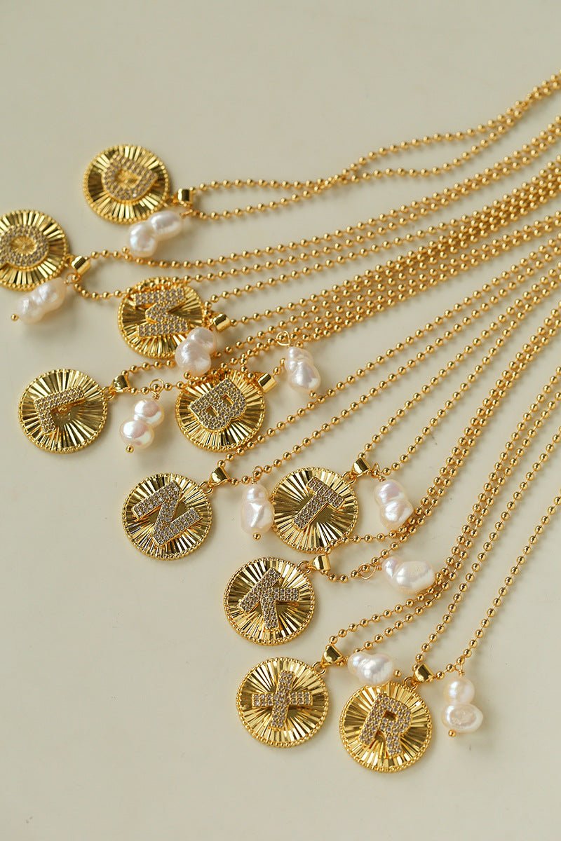 26 Initial Coin Pearl Long Necklace - floysun