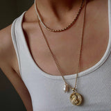 26 Initial Coin Pearl Long Necklace - floysun