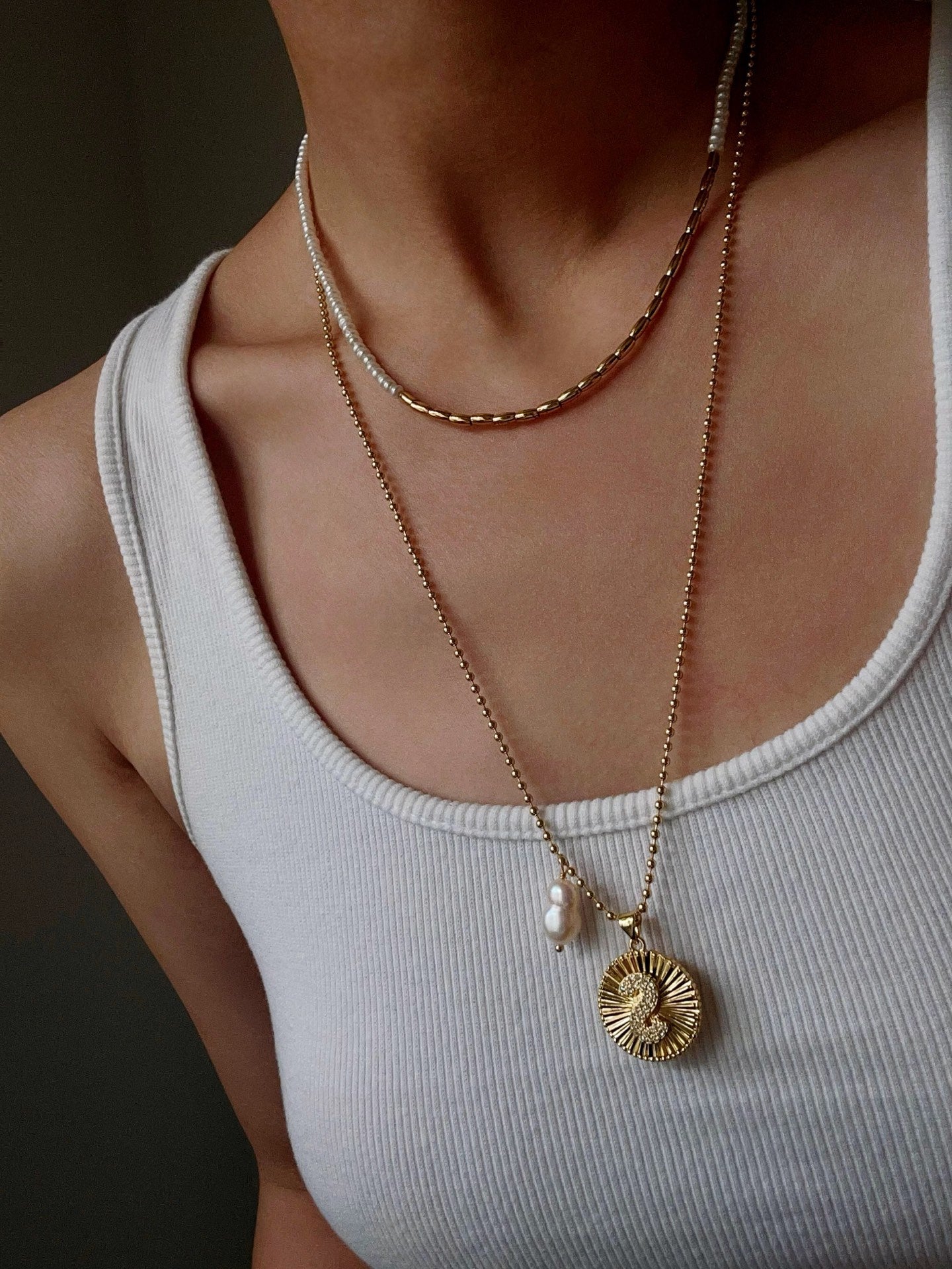 26 Initial Coin Pearl Long Necklace - floysun