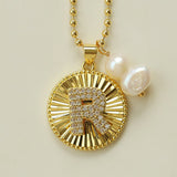 26 Initial Coin Pearl Long Necklace - floysun