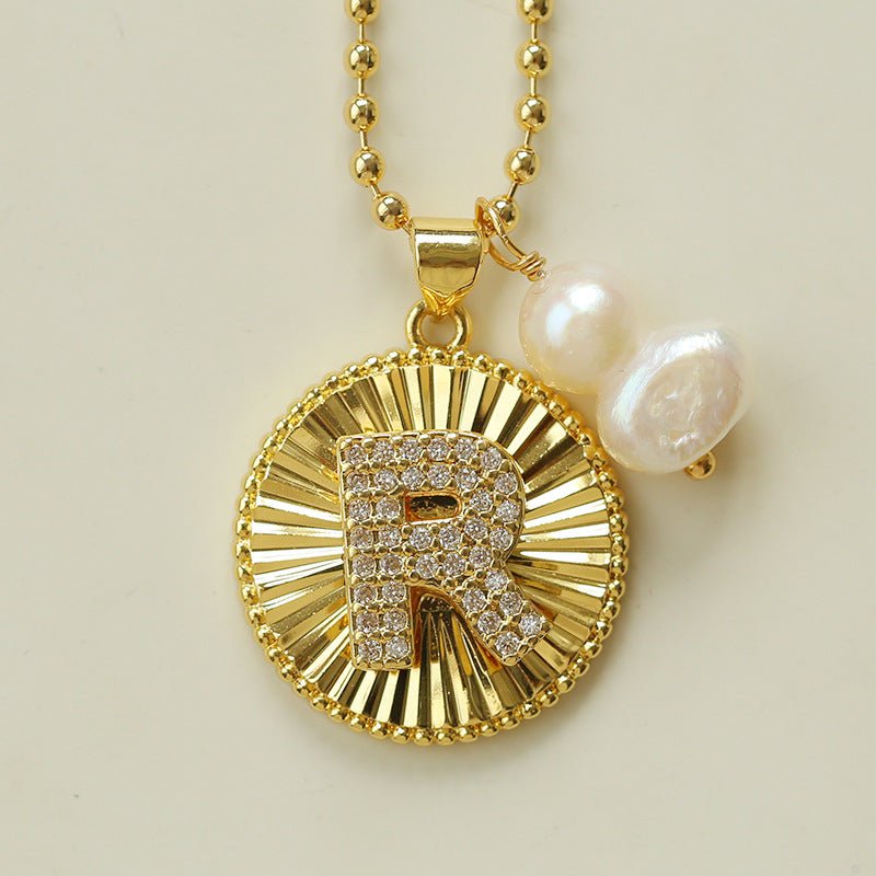 26 Initial Coin Pearl Long Necklace - floysun