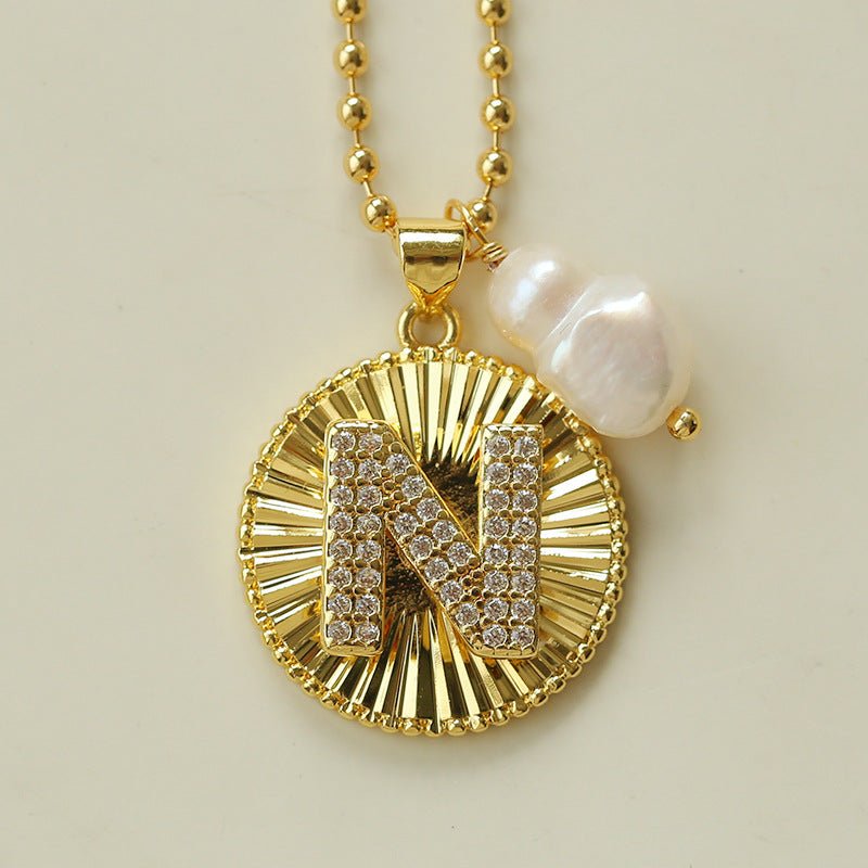26 Initial Coin Pearl Long Necklace - floysun