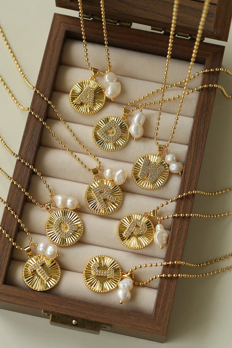 26 Initial Coin Pearl Long Necklace - floysun
